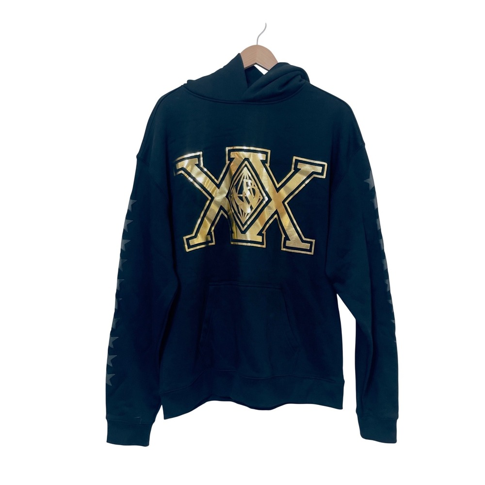 T-Pain Mansion in Wiscansin Party Tour Hoodie Large Black Gold Foil Streetwear